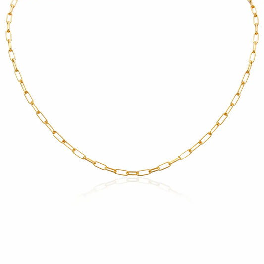 22ct Gold Paper Clip Link Necklace High Polished 19 Inches 2mm Wide 