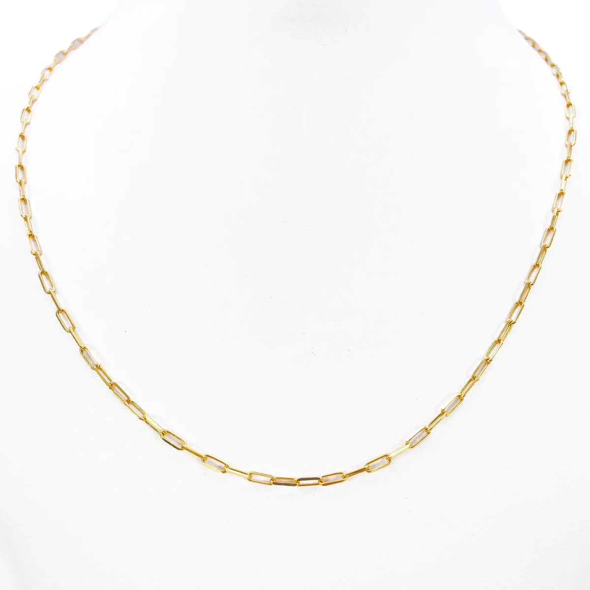 22ct Gold Paper Clip Link Necklace High Polished 19 Inches 2mm Wide 