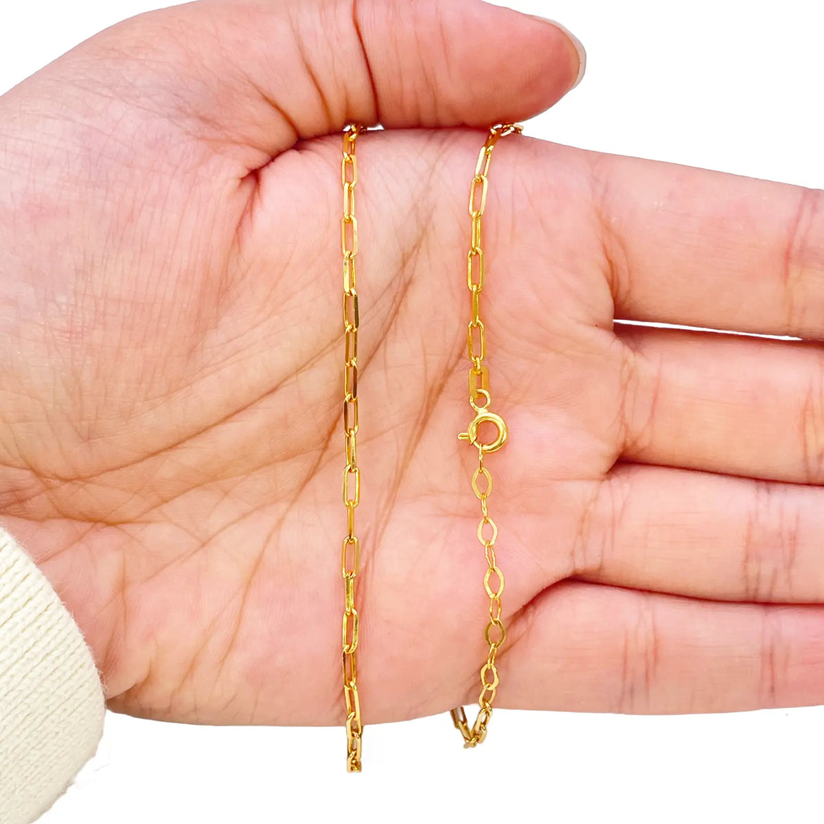22ct Gold Paper Clip Link Necklace High Polished 19 Inches 2mm Wide 