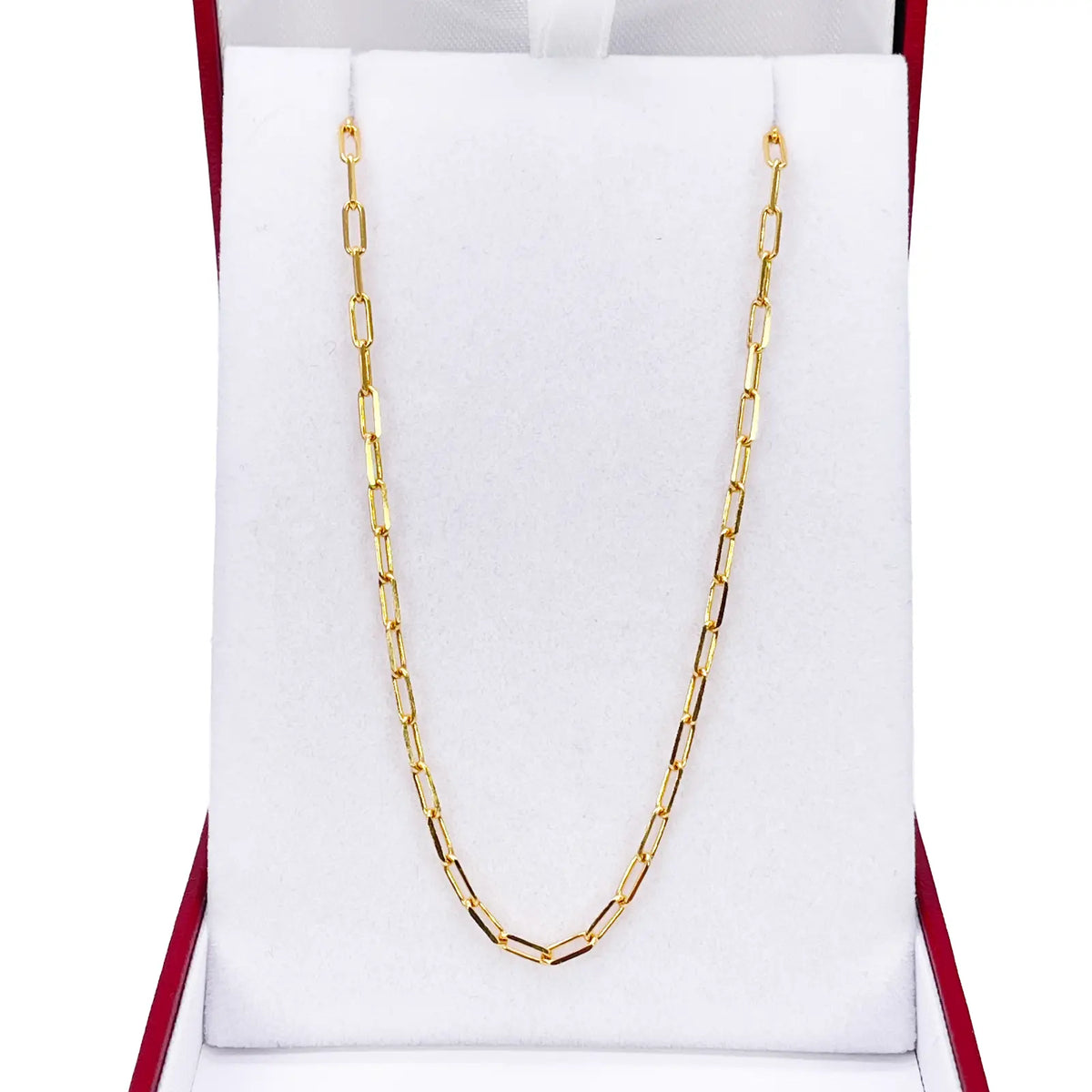 22ct Gold Paper Clip Link Necklace High Polished 19 Inches 2mm Wide 