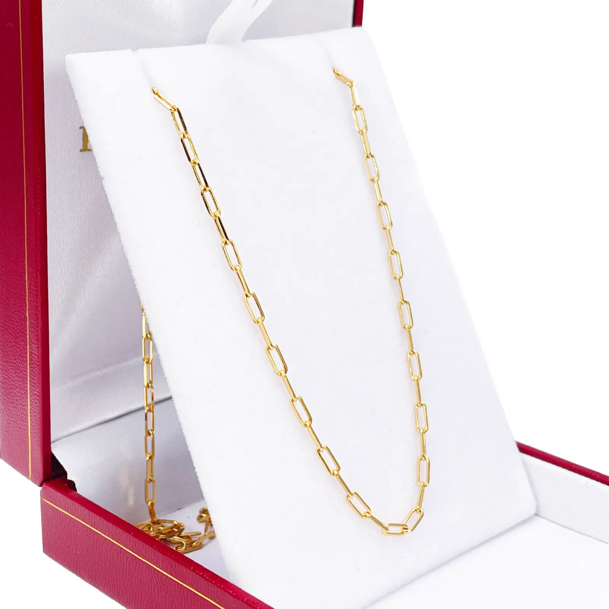 22ct Gold Paper Clip Link Necklace High Polished 19 Inches 2mm Wide 