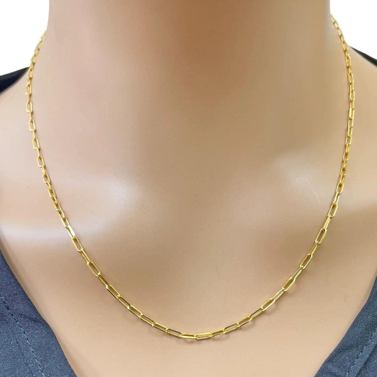 22ct Gold Paper Clip Link Necklace High Polished 19 Inches 2mm Wide 