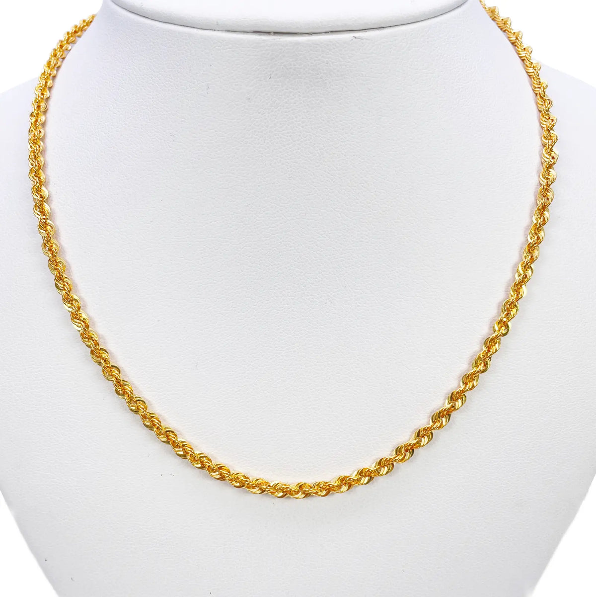 22ct Gold Rope Chain Lightweight Necklace 24 Inches 3 mm Width 