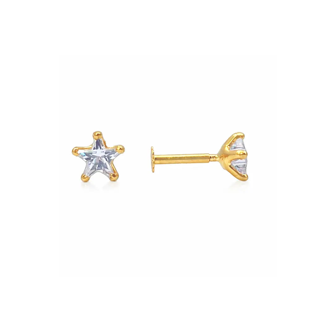 22ct Gold Star Childrens Tiny Stud Earrings 3.8mm 