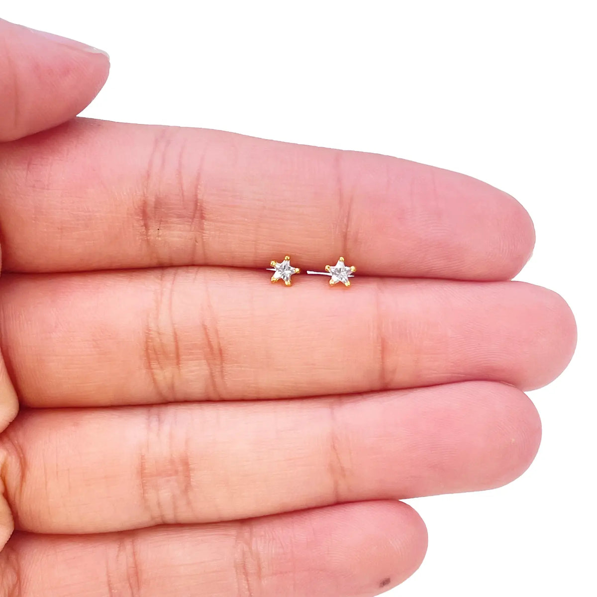 22ct Gold Star Childrens Tiny Stud Earrings 3.8mm 