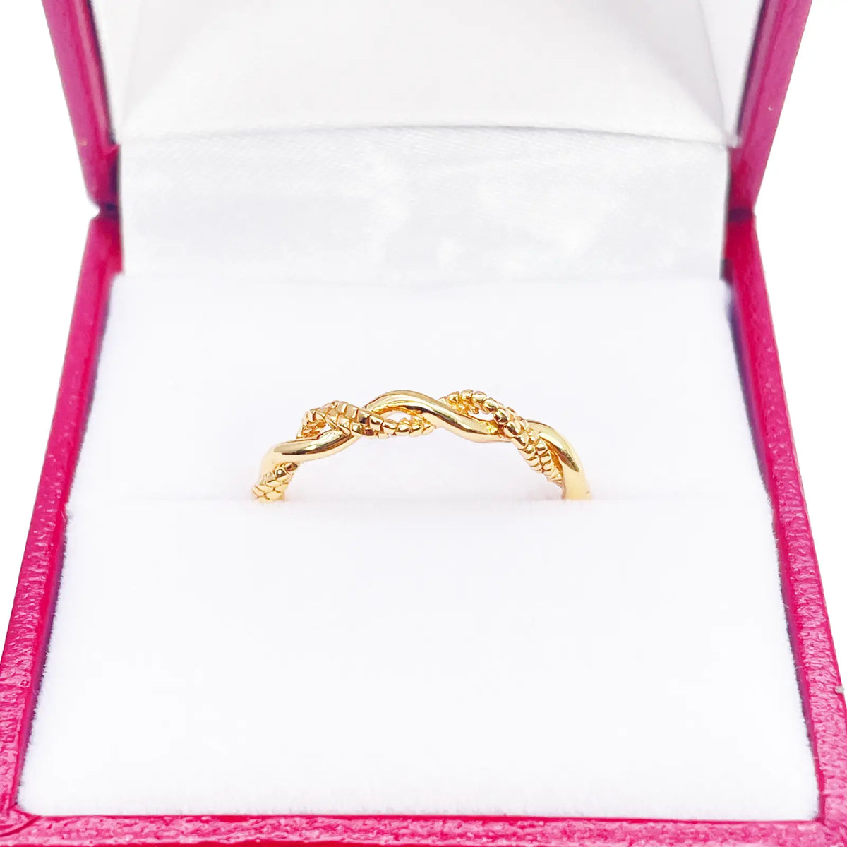 22ct Gold Twisted Ring Braided Crossover High Polished 3 mm Width Size L 