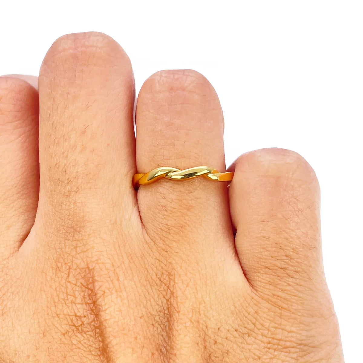 22ct Gold Twisted Wave Minimalist Ring High Polished 2.5 mm Width Size M 