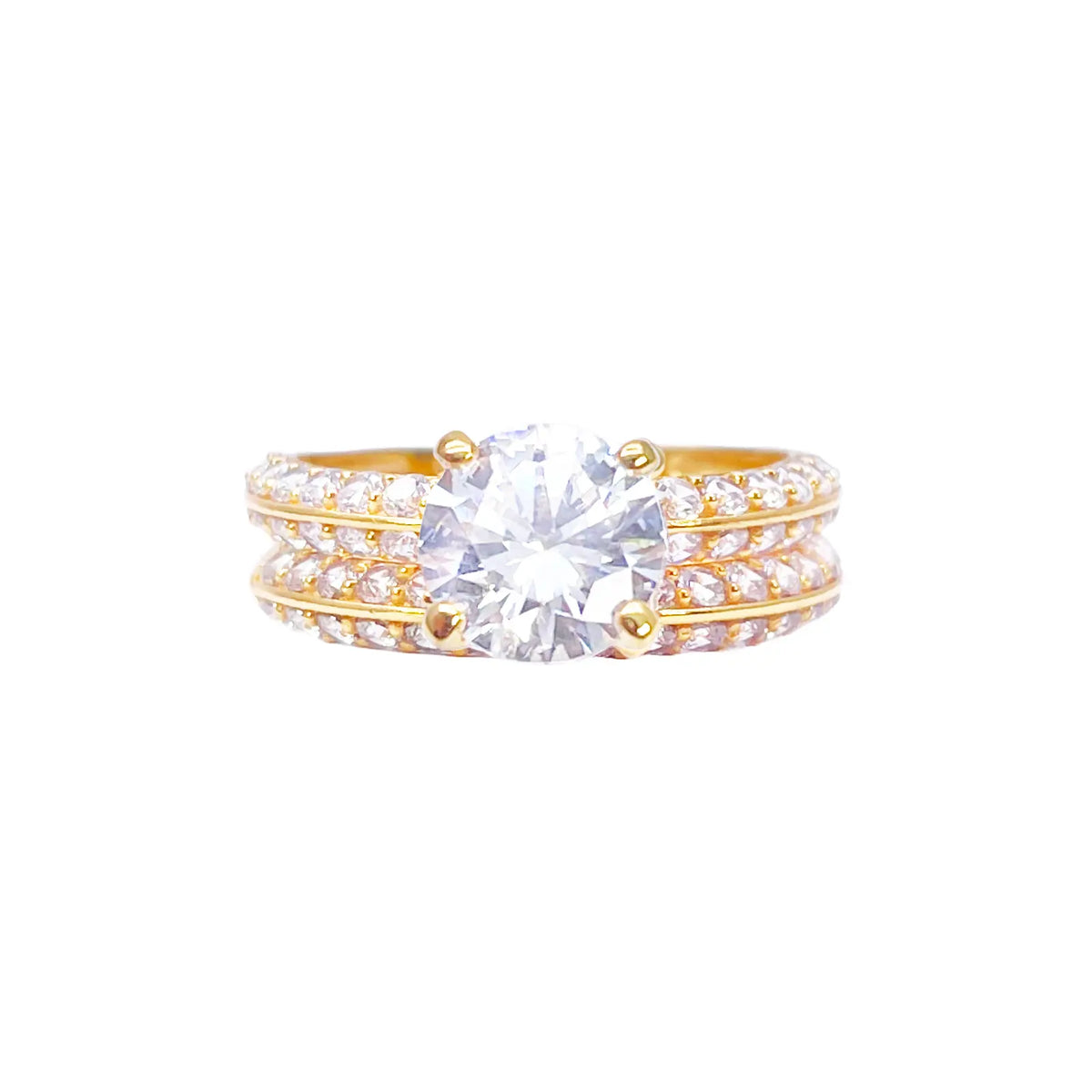 22ct Yellow Gold 4-Claw Half Eternity Engagement Ring & Matching Band 