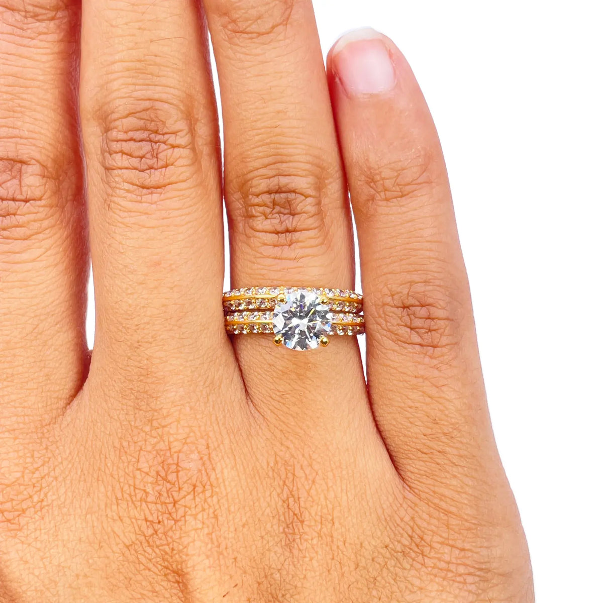 22ct Yellow Gold 4-Claw Half Eternity Engagement Ring & Matching Band 