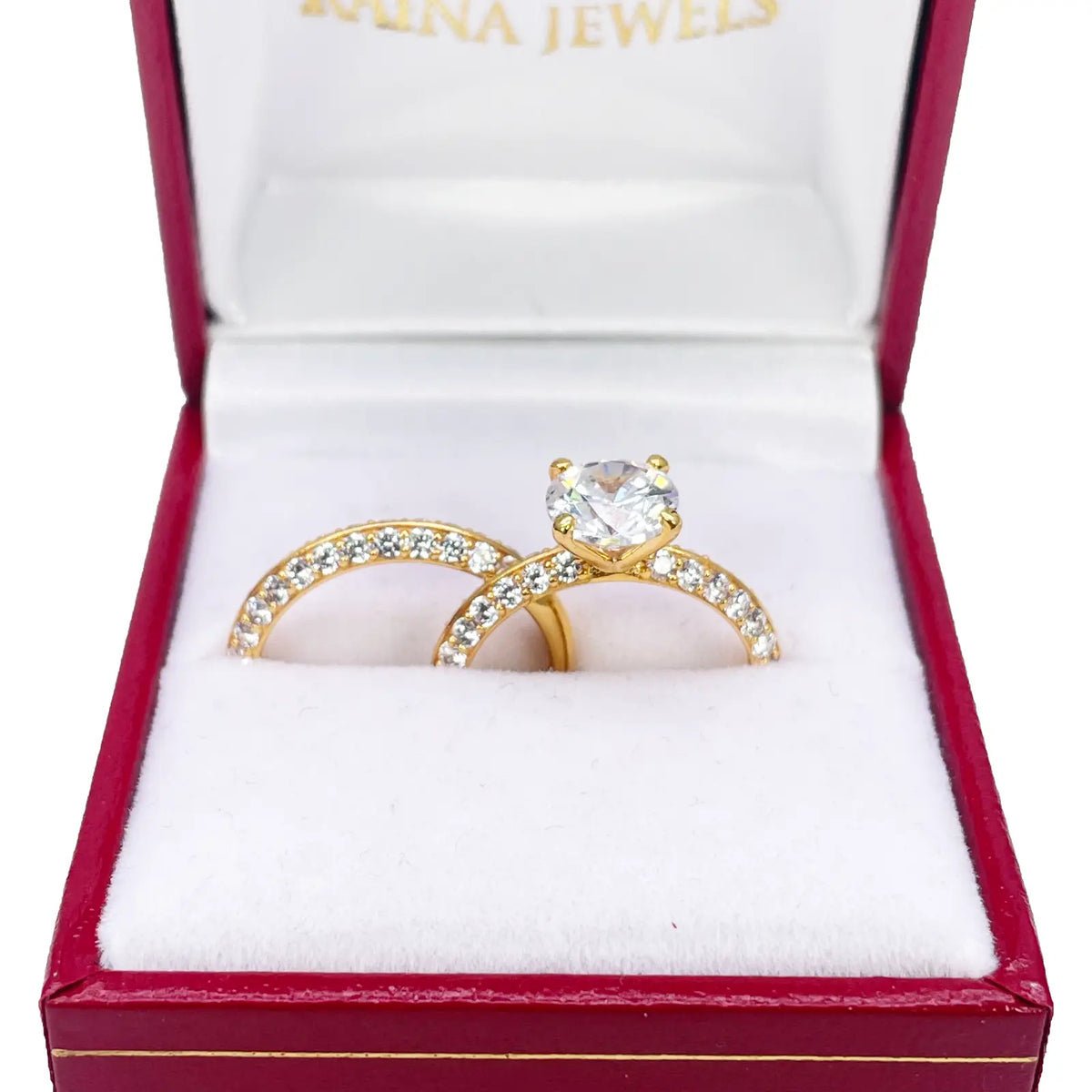 22ct Yellow Gold 4-Claw Half Eternity Engagement Ring & Matching Band 