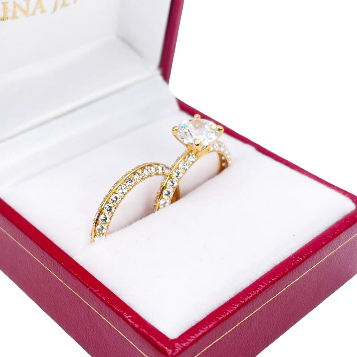 22ct Yellow Gold 4-Claw Half Eternity Engagement Ring & Matching Band 