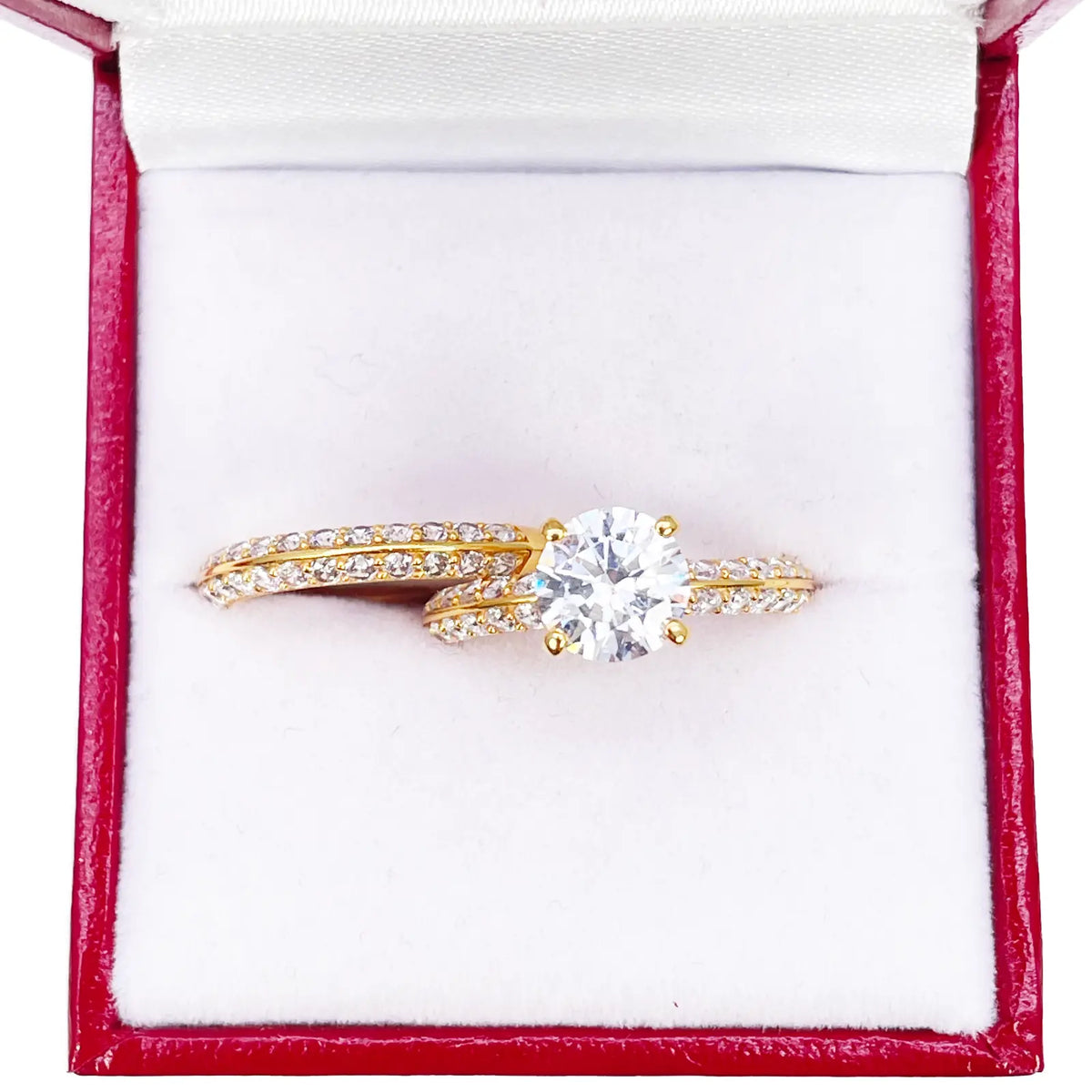 22ct Yellow Gold 4-Claw Half Eternity Engagement Ring & Matching Band 