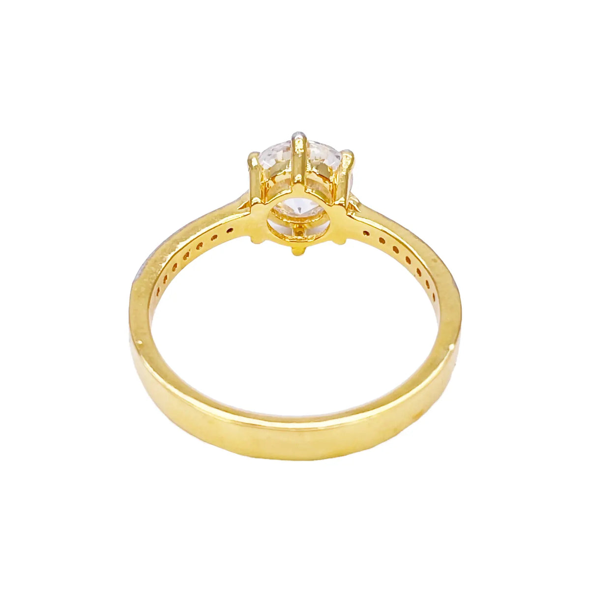 22ct Yellow Gold 6-Claw Cubic Zirconia Solitaire Ring 8 mm Width 