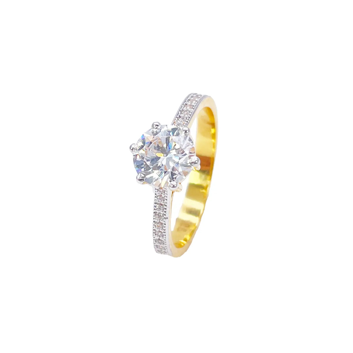 22ct Yellow Gold 6-Claw Cubic Zirconia Solitaire Ring 8 mm Width 
