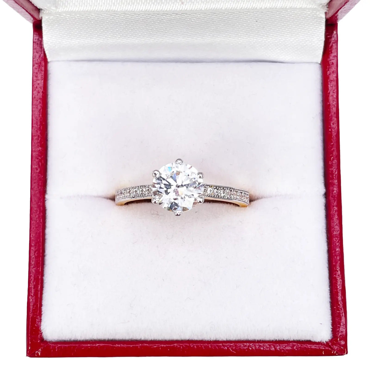 22ct Yellow Gold 6-Claw Cubic Zirconia Solitaire Ring 8 mm Width 