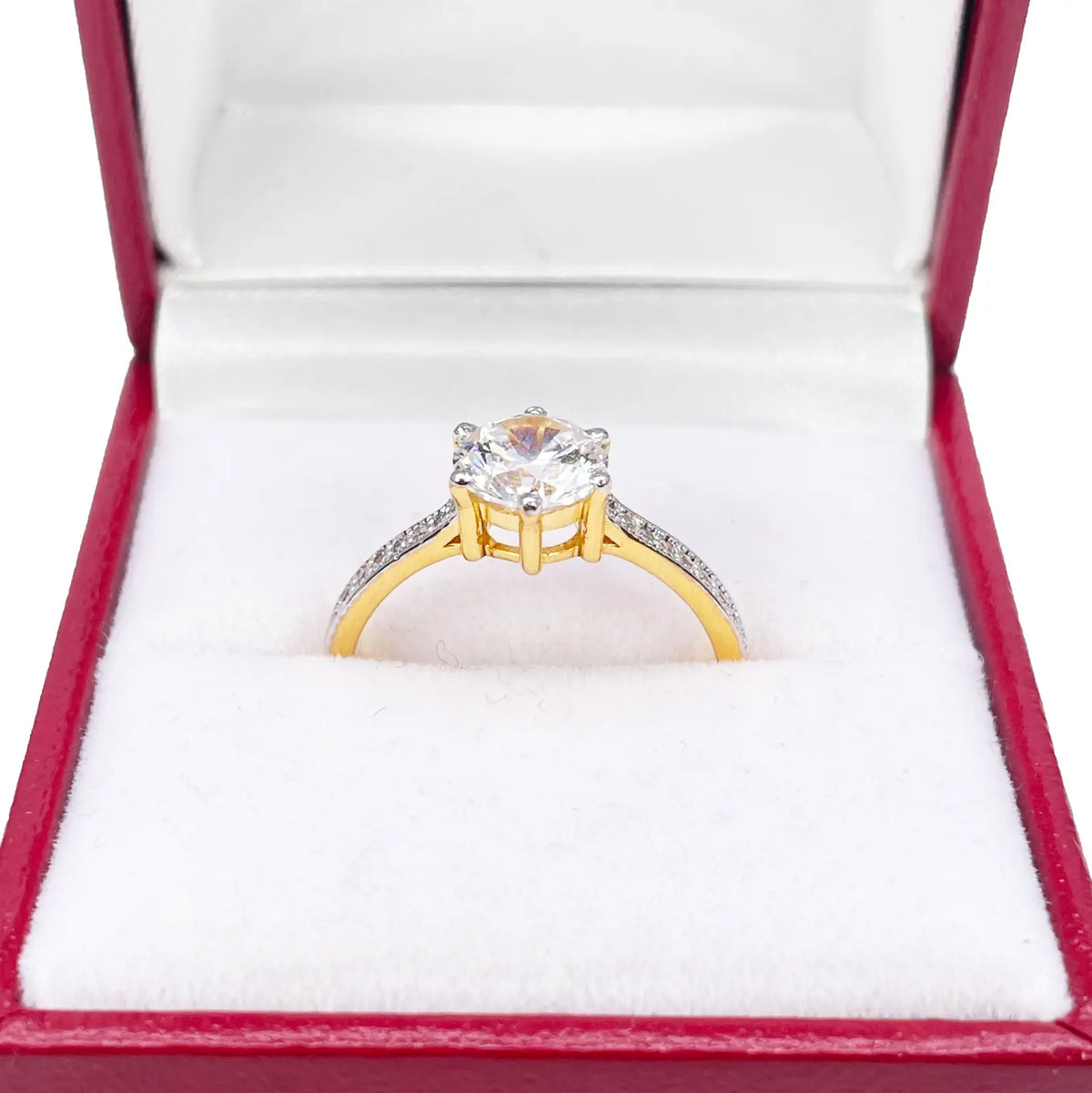 22ct Yellow Gold 6-Claw Cubic Zirconia Solitaire Ring 8 mm Width 