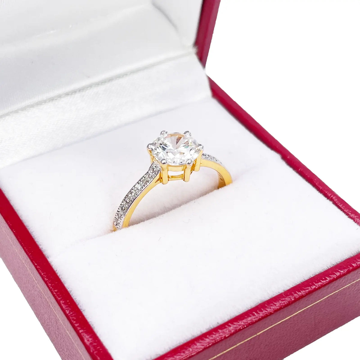 22ct Yellow Gold 6-Claw Cubic Zirconia Solitaire Ring 8 mm Width 