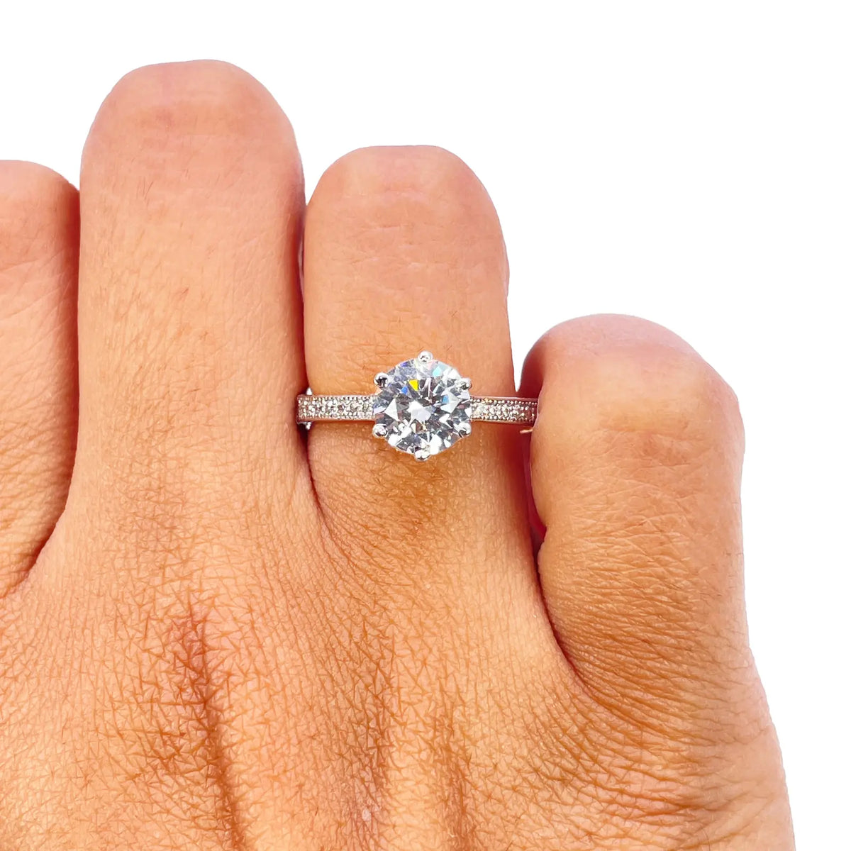 22ct Yellow Gold 6-Claw Cubic Zirconia Solitaire Ring 8 mm Width 