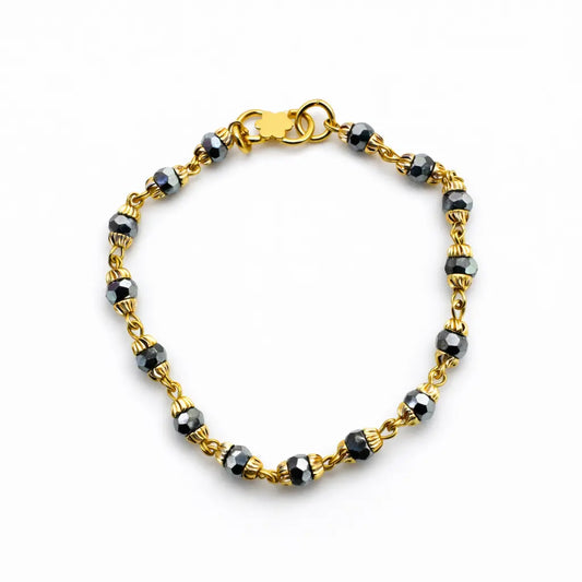 22ct Yellow Gold Baby Bracelet Black & Gold Beads  (Maniya / Manka / Nazariya)  Children's Gold Bracelet