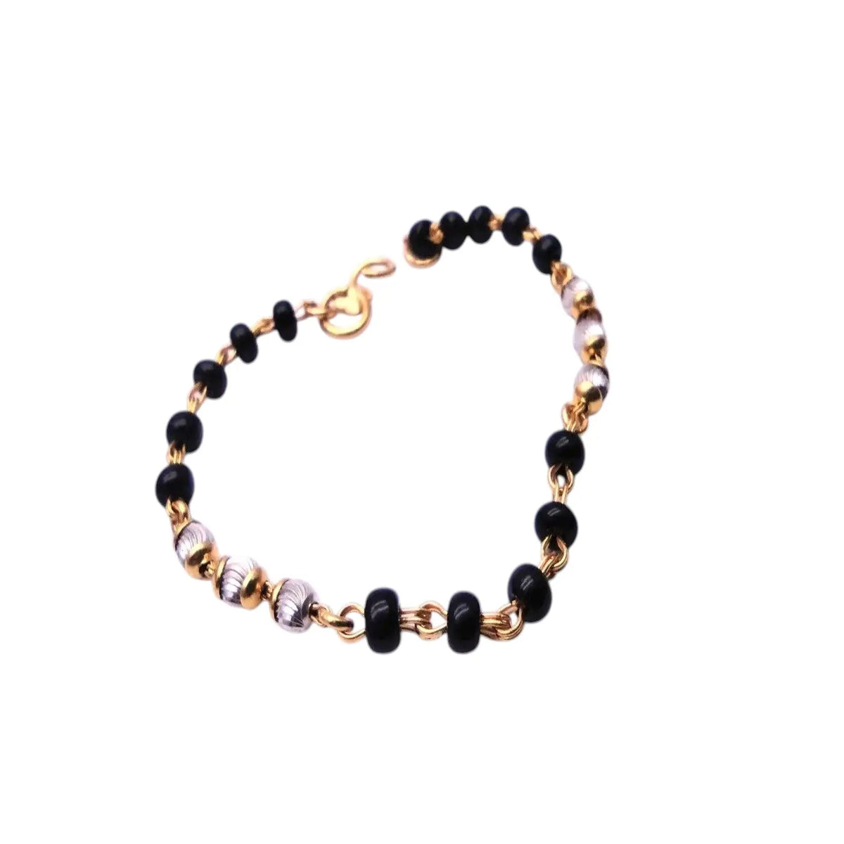 22ct Yellow Gold Baby Bracelet Black & Gold Beads  (Maniya / Manka / Nazariya)  Children's Gold Bracelet