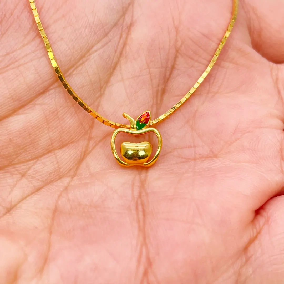 22ct Yellow Gold Baby / Childrens Necklace and Earrings Set 12.5'' inch 