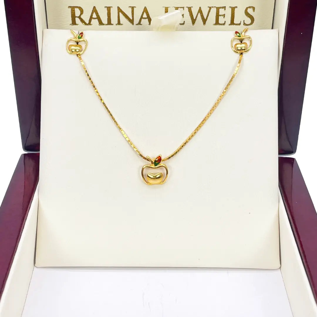 22ct Yellow Gold Baby / Childrens Necklace and Earrings Set 12.5'' inch 