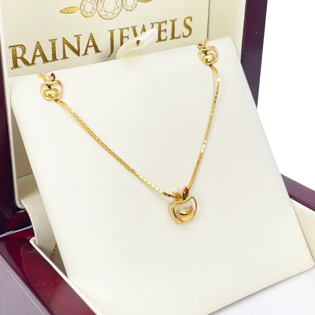 22ct Yellow Gold Baby / Childrens Necklace and Earrings Set 12.5'' inch 