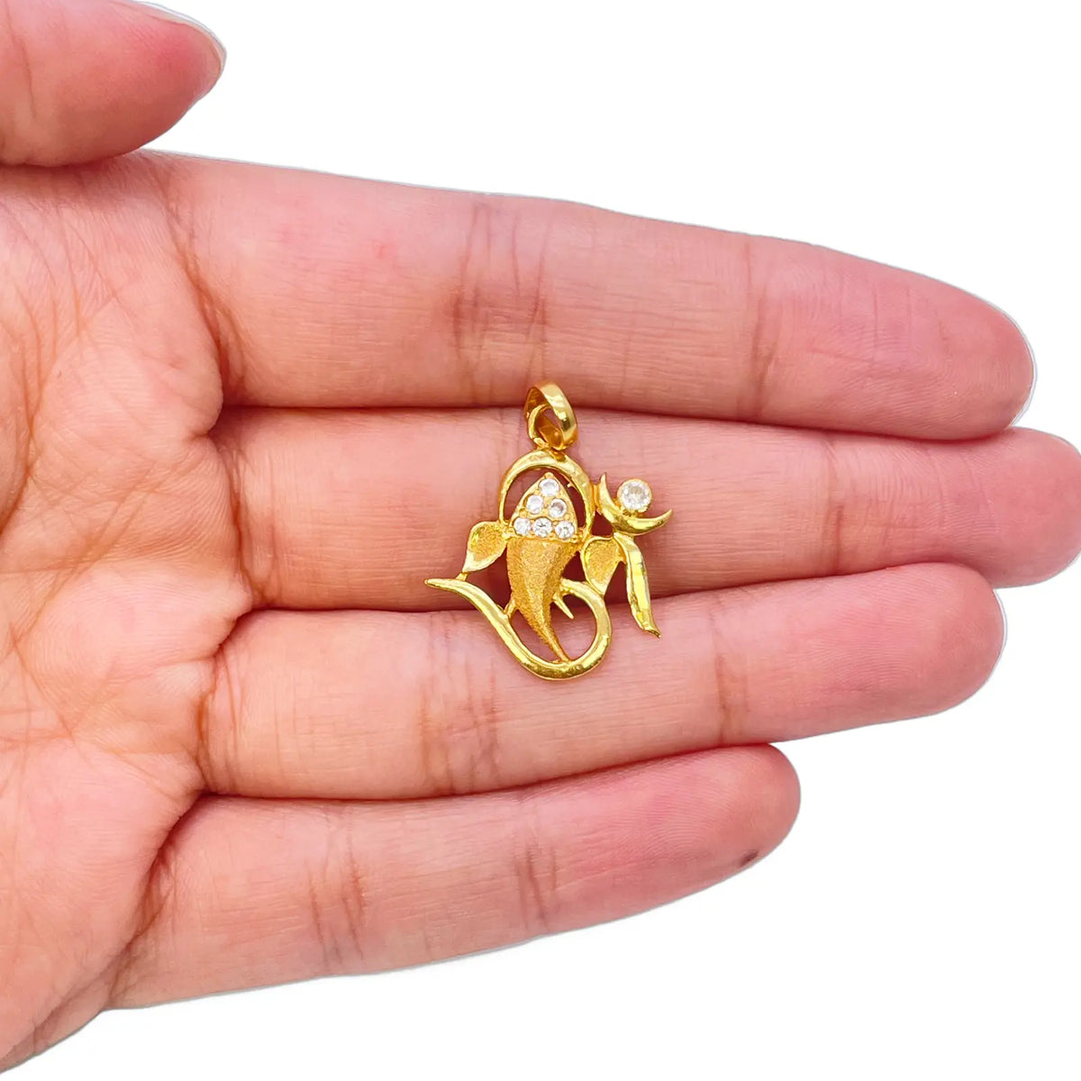 22ct Yellow Gold Beautiful High Polished & Matt Ganesha Pendant 22mm Length  Pendant