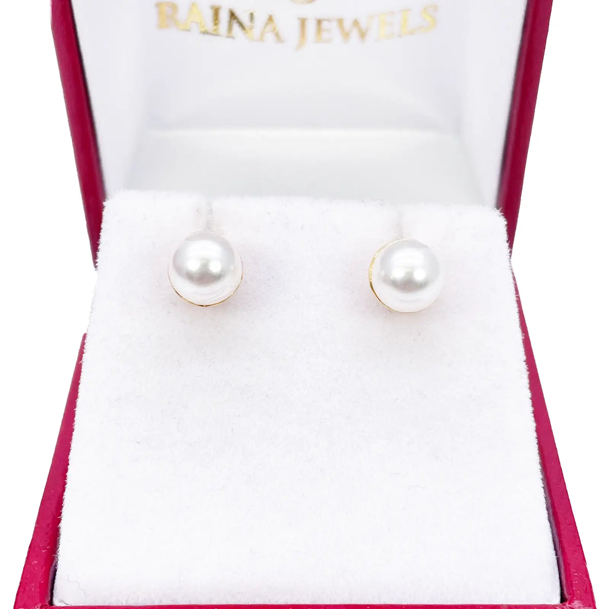 22ct Yellow Gold Beautiful Ladies Pearl Stud Earrings Set 6 mm 