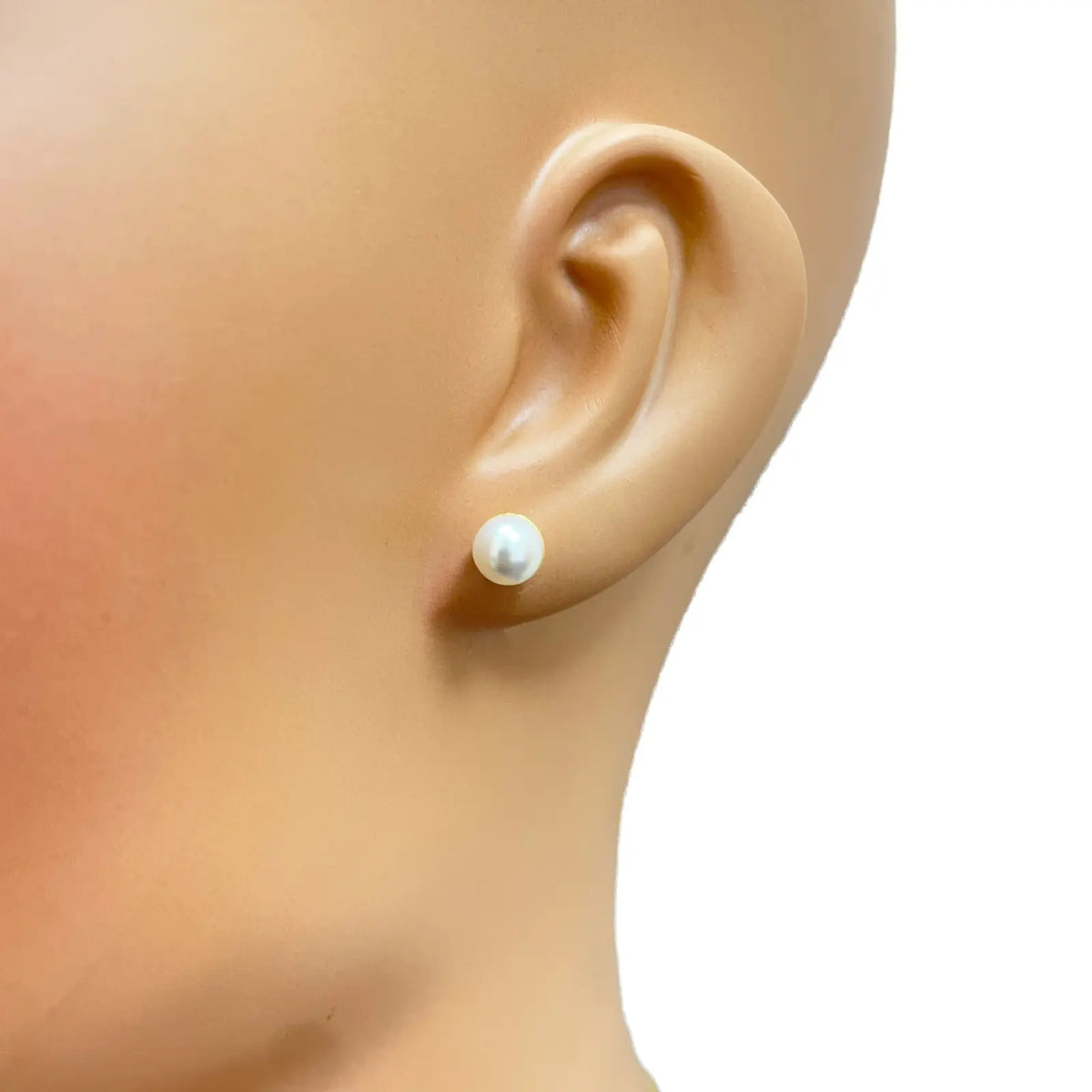 22ct Yellow Gold Beautiful Ladies Pearl Stud Earrings Set 6 mm 