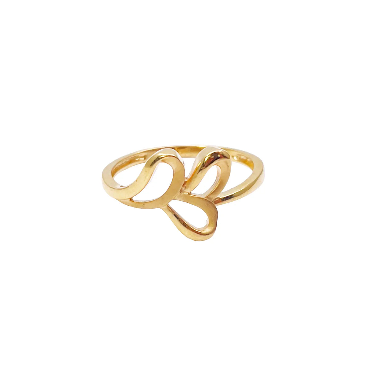 22ct Yellow Gold Beautiful Polished & Matt Floral Minimalist Ring 