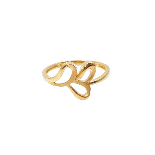 22ct Yellow Gold Beautiful Polished & Matt Floral Minimalist Ring 
