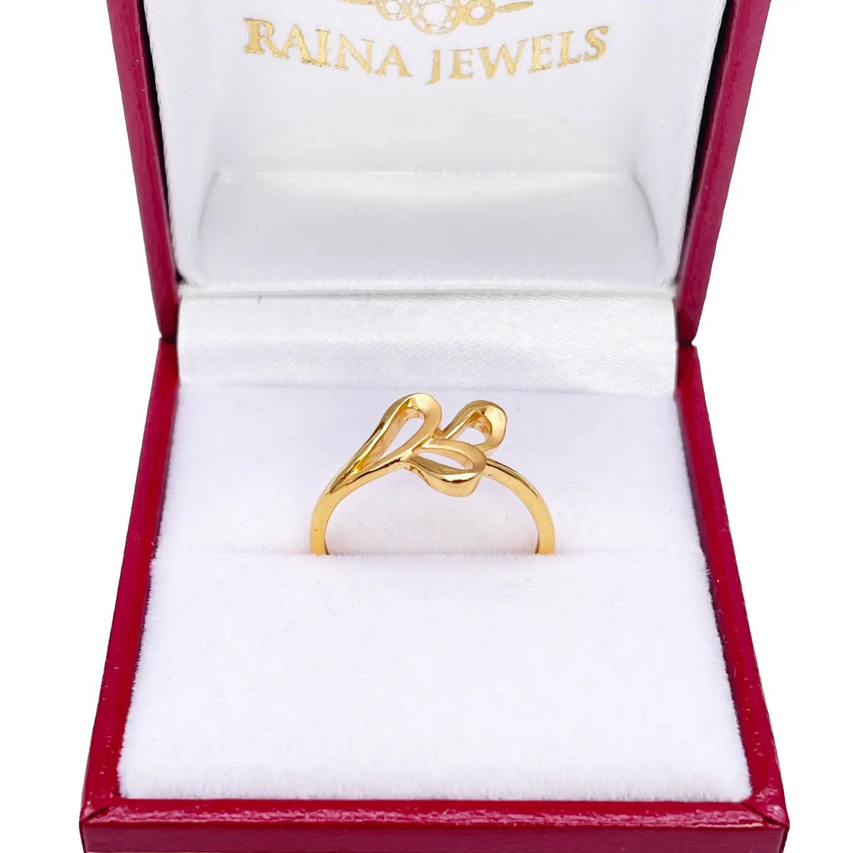 22ct Yellow Gold Beautiful Polished & Matt Floral Minimalist Ring 
