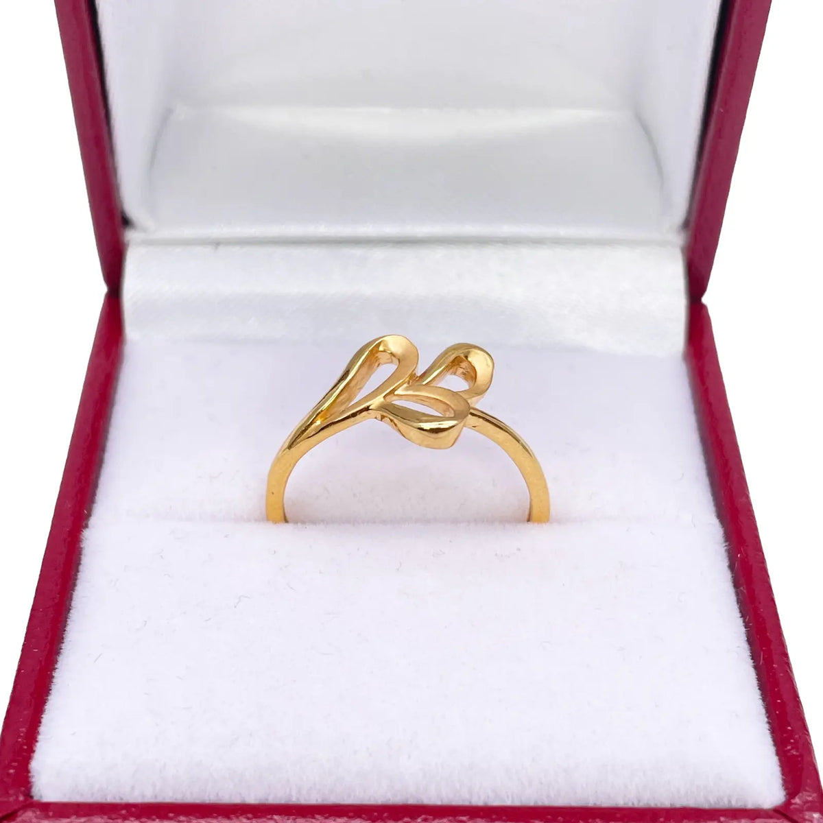 22ct Yellow Gold Beautiful Polished & Matt Floral Minimalist Ring 