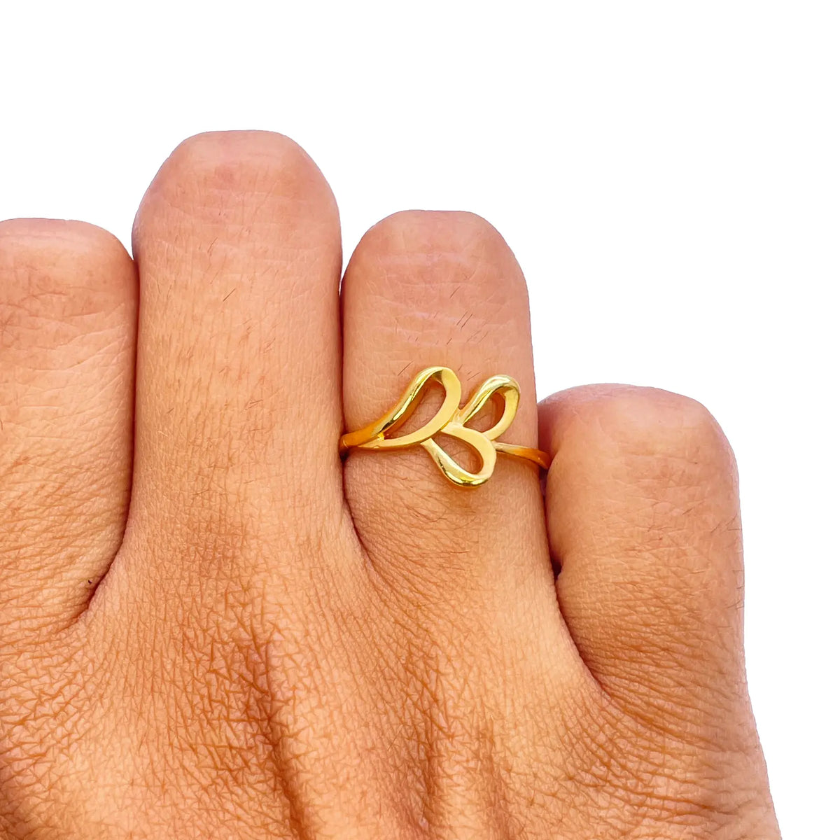 22ct Yellow Gold Beautiful Polished & Matt Floral Minimalist Ring 