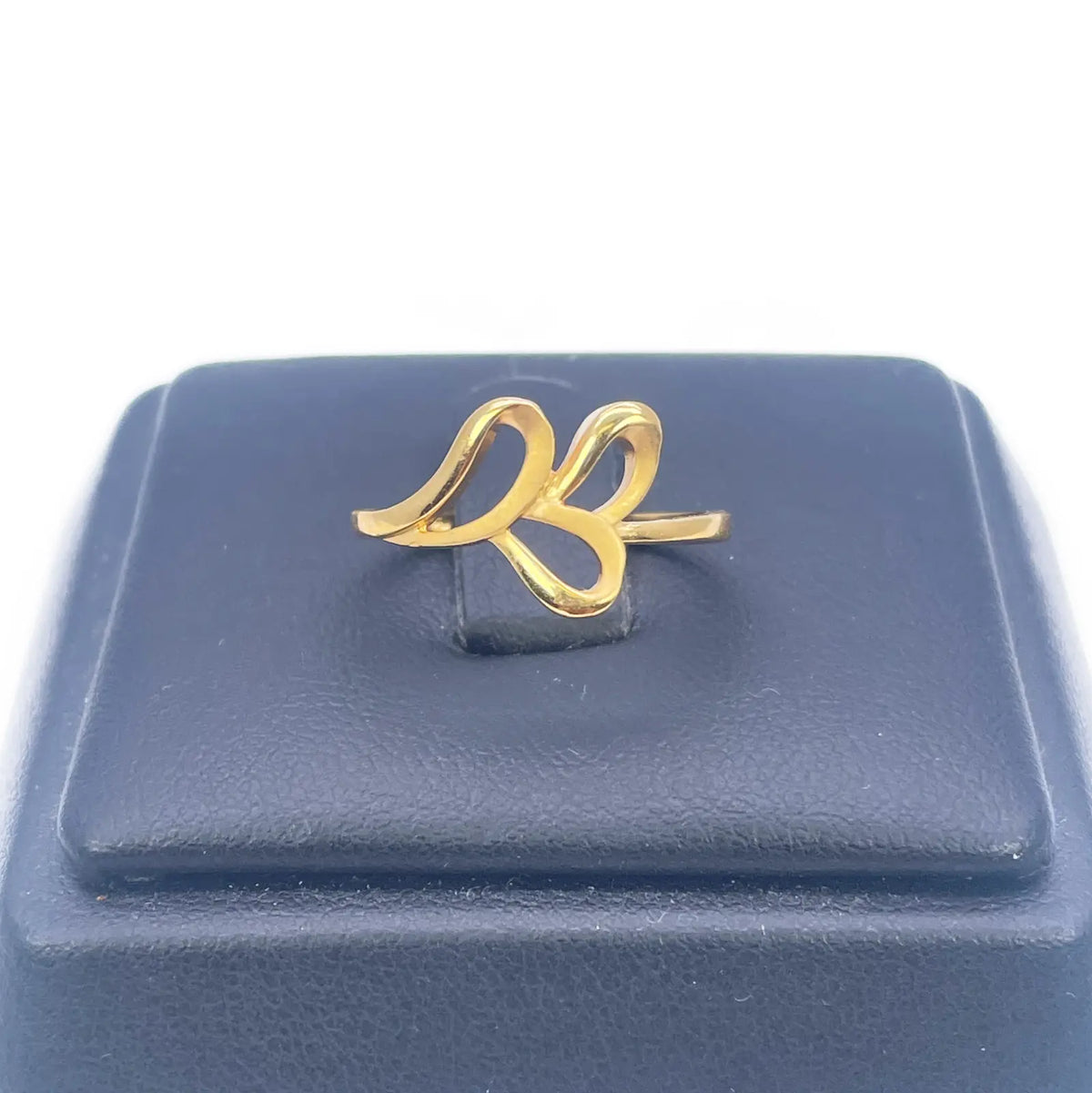 22ct Yellow Gold Beautiful Polished & Matt Floral Minimalist Ring 