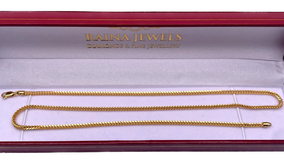 22ct Yellow Gold Braided FoxTail Chain Necklace 22 