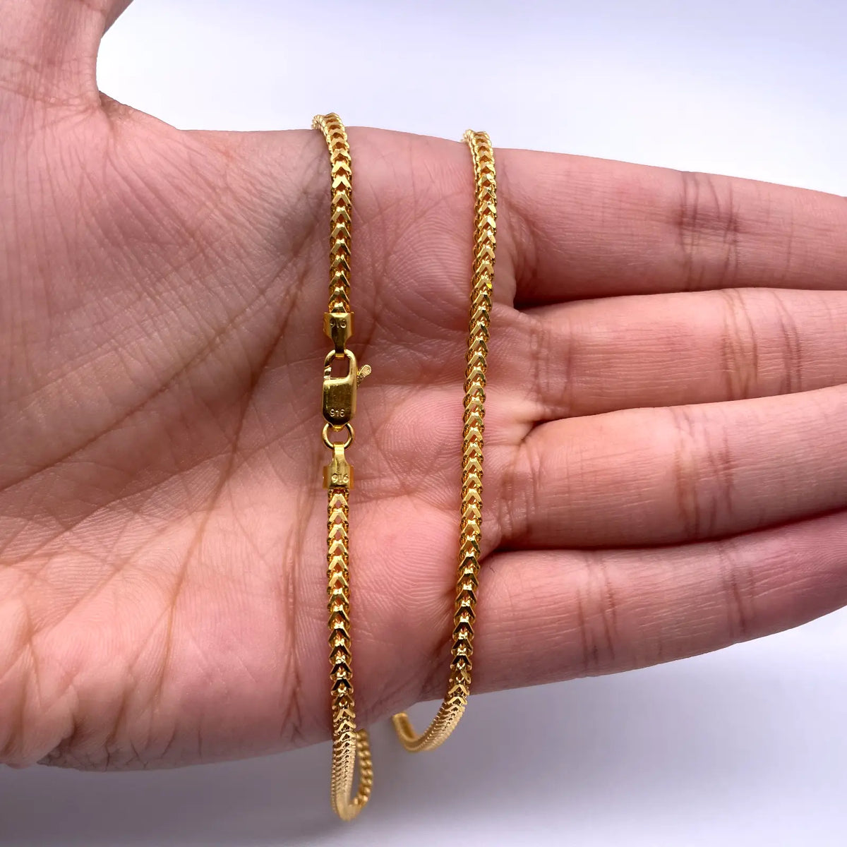 22ct Yellow Gold Braided FoxTail Chain Necklace 22 