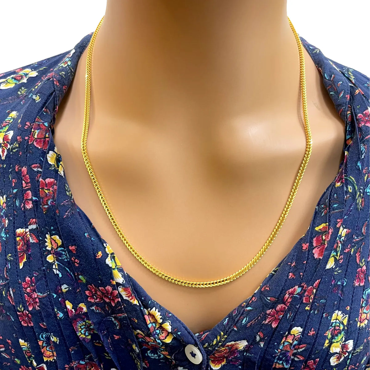 22ct Yellow Gold Braided FoxTail Chain Necklace 22 