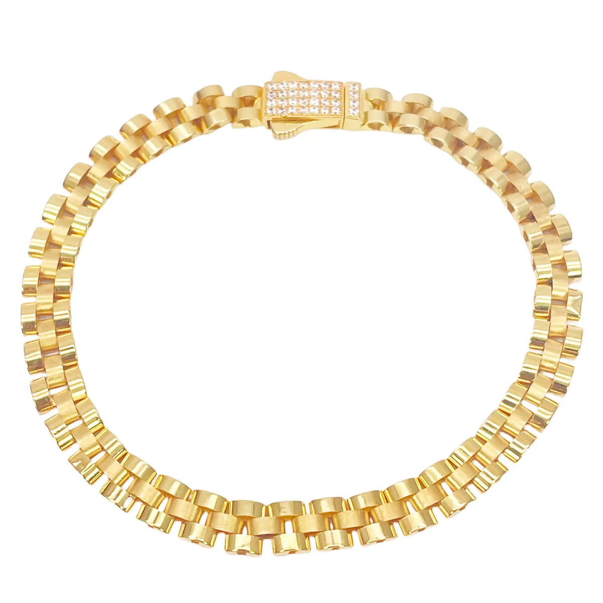 22ct Yellow Gold Brick link Presidential Bracelet 8 Inches 6mm width 