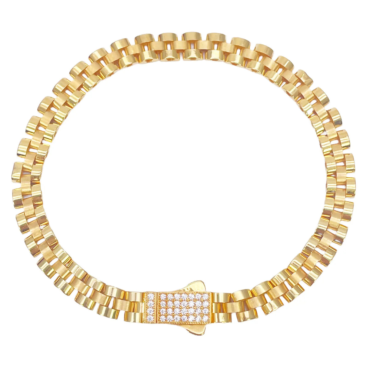 22ct Yellow Gold Brick link Presidential Bracelet 8 Inches 6mm width 