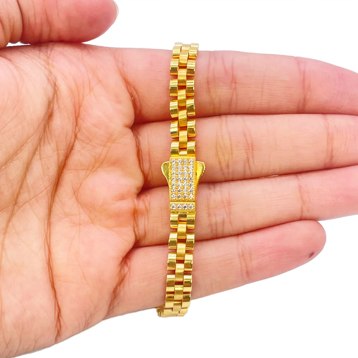 22ct Yellow Gold Brick link Presidential Bracelet 8 Inches 6mm width 