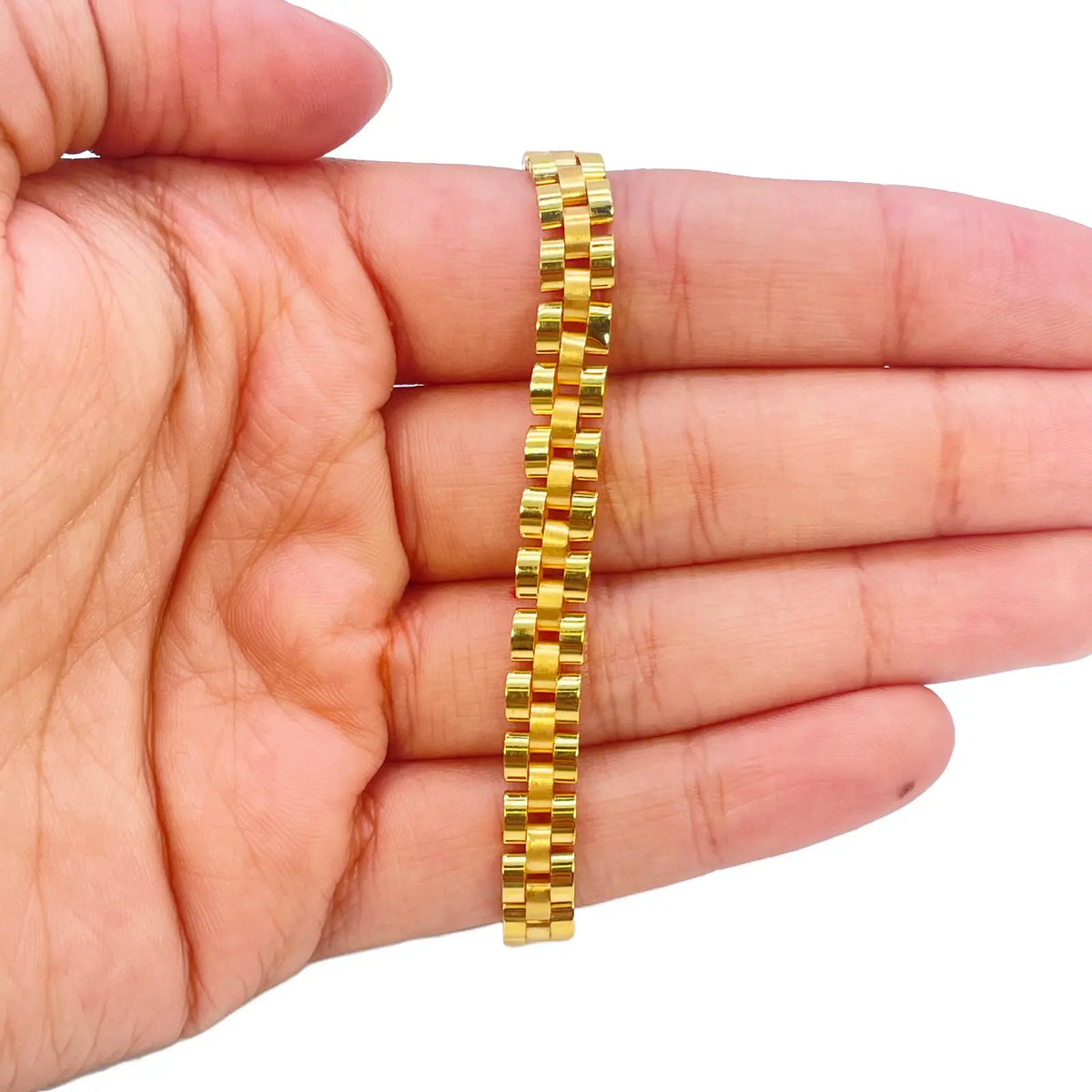 22ct Yellow Gold Brick link Presidential Bracelet 8 Inches 6mm width 