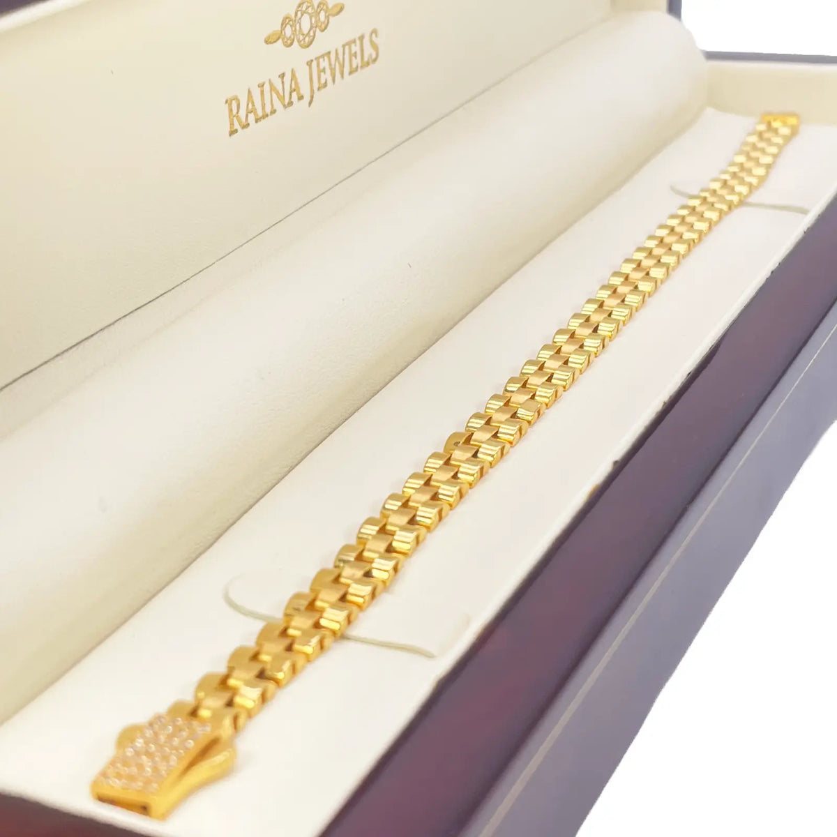 22ct Yellow Gold Brick link Presidential Bracelet 8 Inches 6mm width 