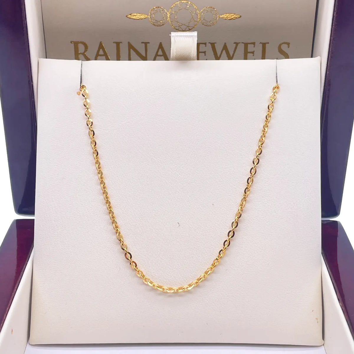 22ct Yellow Gold Cable Link Thin Chain 18''Inches 1.8mm Width 