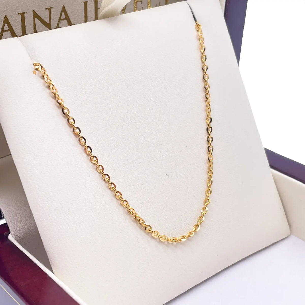 22ct Yellow Gold Cable Link Thin Chain 18''Inches 1.8mm Width 