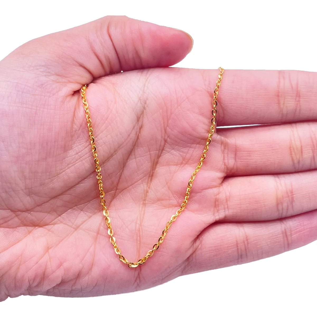 22ct Yellow Gold Cable Link Thin Chain 18''Inches 1.8mm Width 