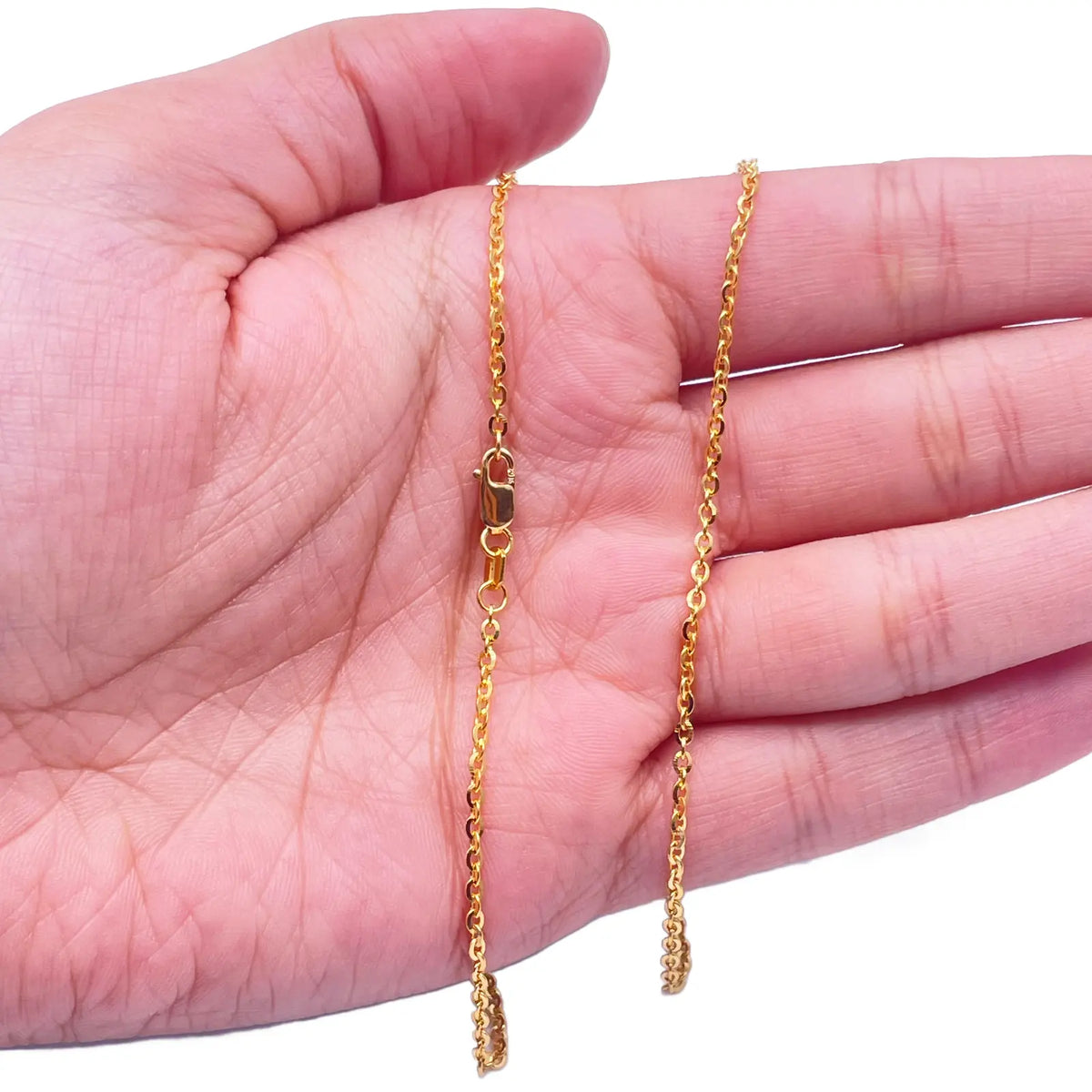 22ct Yellow Gold Cable Link Thin Chain 18''Inches 1.8mm Width 