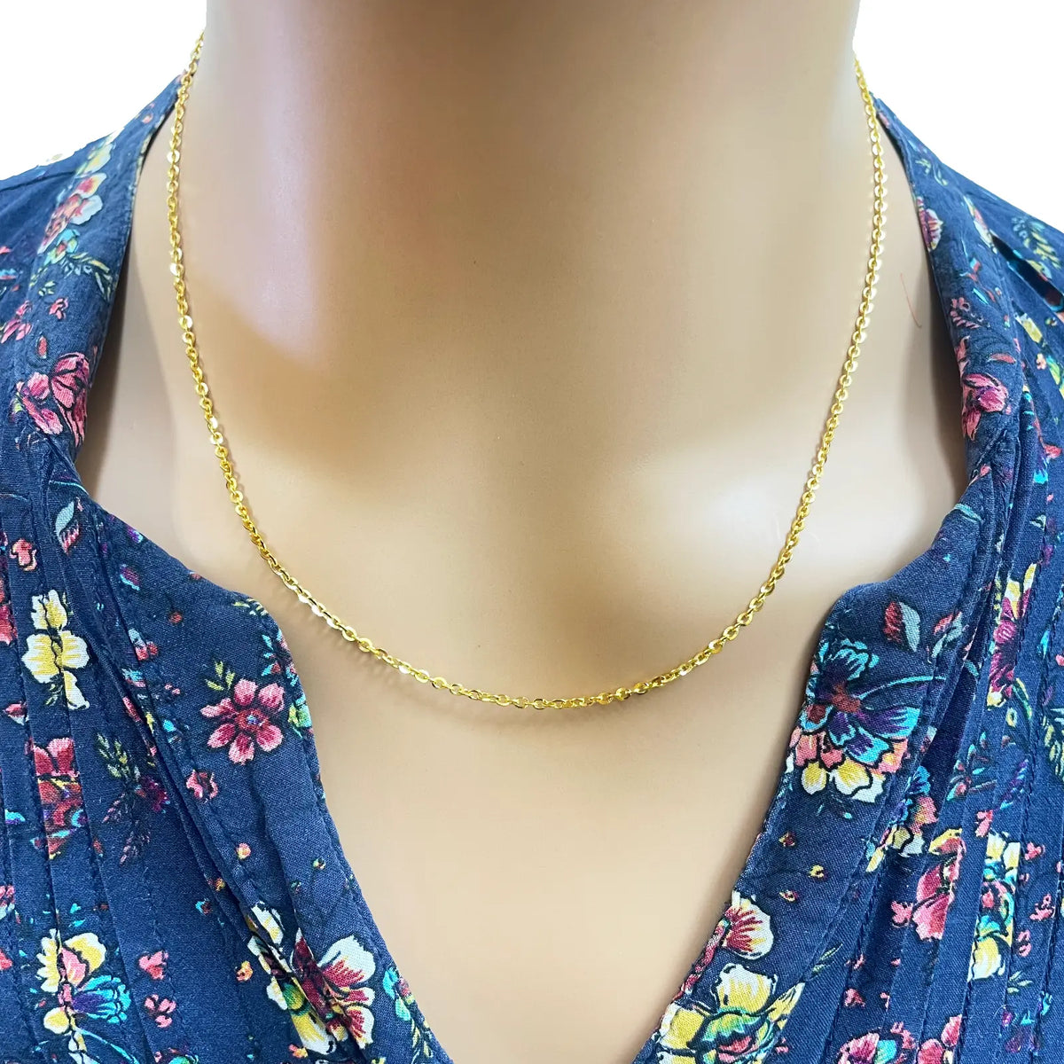 22ct Yellow Gold Cable Link Thin Chain 18''Inches 1.8mm Width 