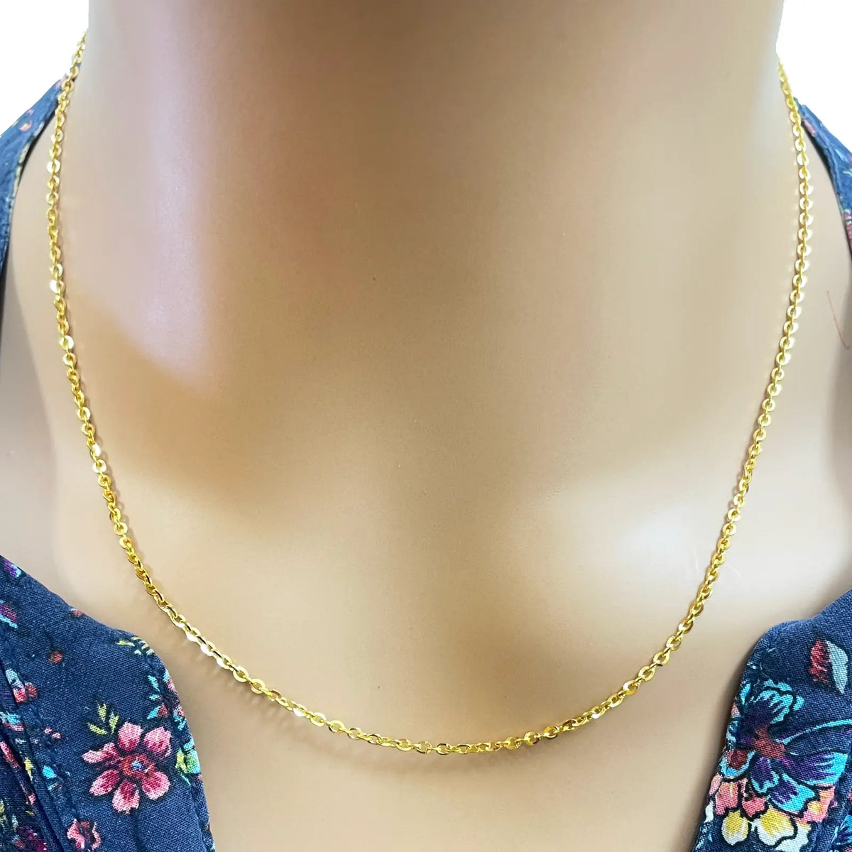 22ct Yellow Gold Cable Link Thin Chain 18''Inches 1.8mm Width 